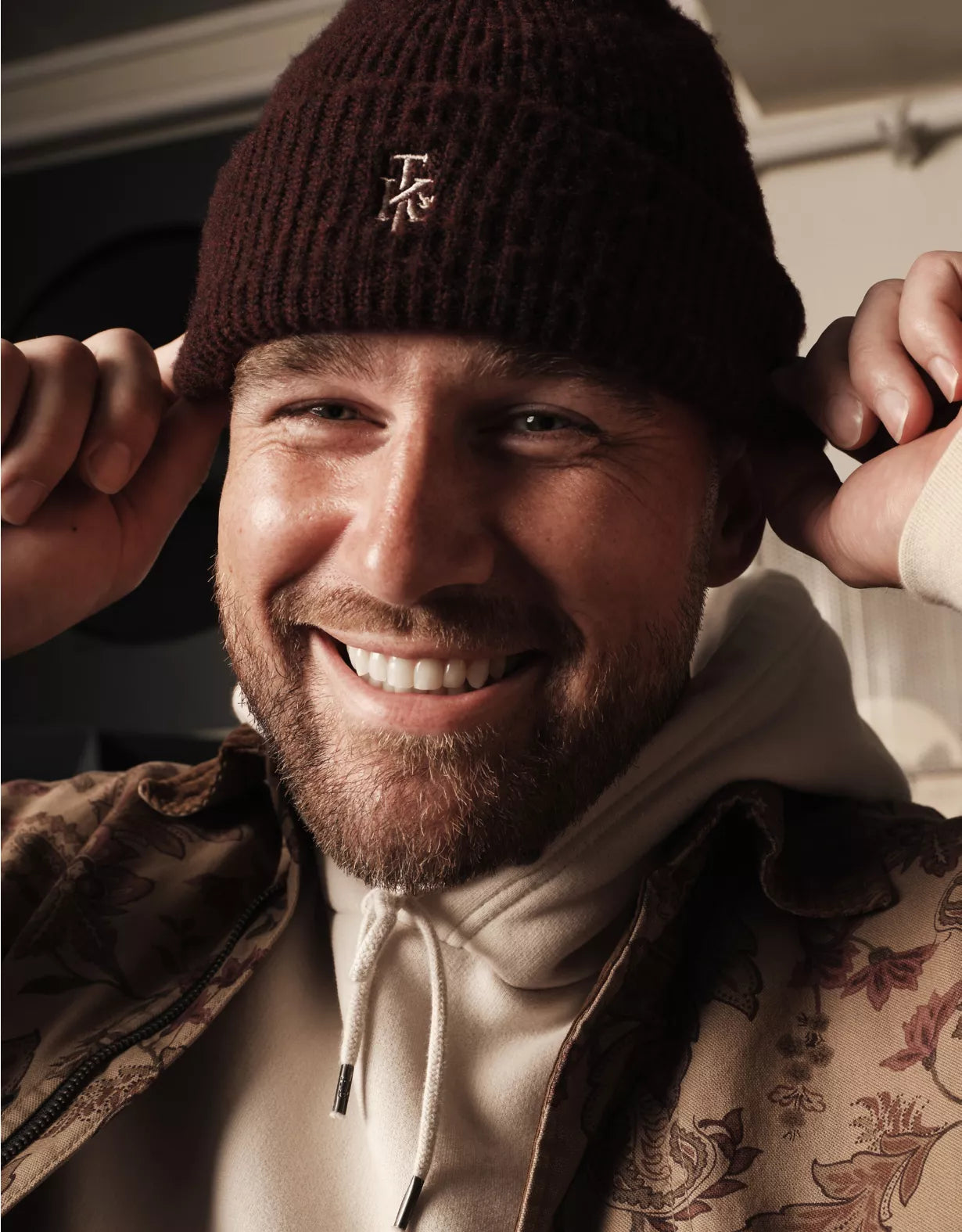 AE x Tru Kolors Double Layer Ribbed Beanie Brown