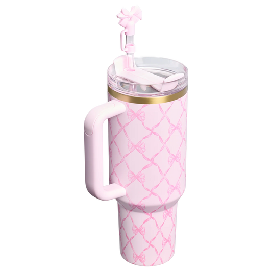 Termo 40 oz LoveShackFancy en Baby Bow Pink Peppermint "Pre-Venta"