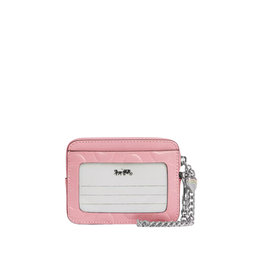 Coach San Valentin Zip Card Case With Heart Charm