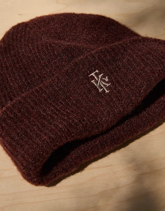 AE x Tru Kolors Double Layer Ribbed Beanie Burgundy