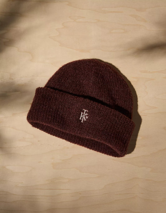 AE x Tru Kolors Double Layer Ribbed Beanie Burgundy