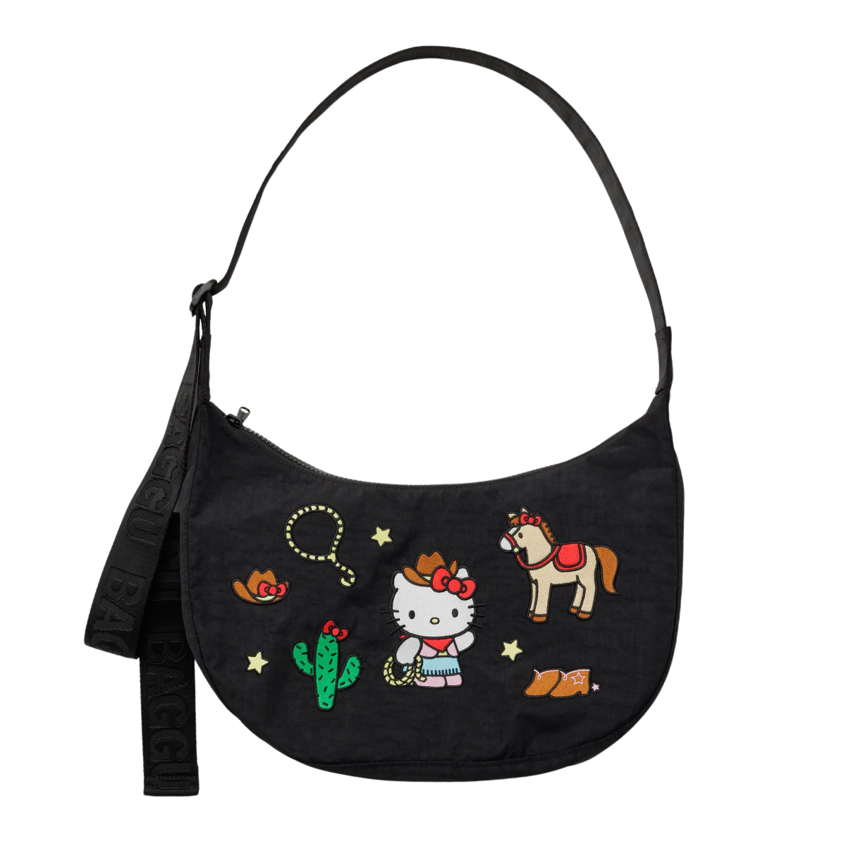 BAGGU Medium Nylon Crescent Bag Embroidered HK Western "Pre-Venta"