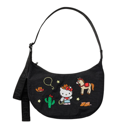 BAGGU Medium Nylon Crescent Bag Embroidered HK Western "Pre-Venta"
