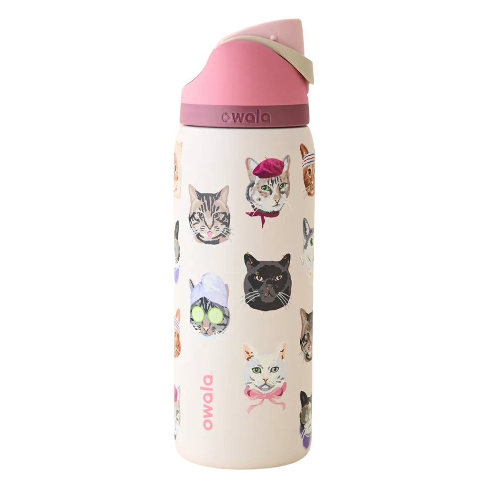 Owala FreeSip 32 oz Cat Collage Rosa PREVENTA