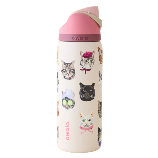 Owala FreeSip 32 oz Cat Collage Rosa PREVENTA