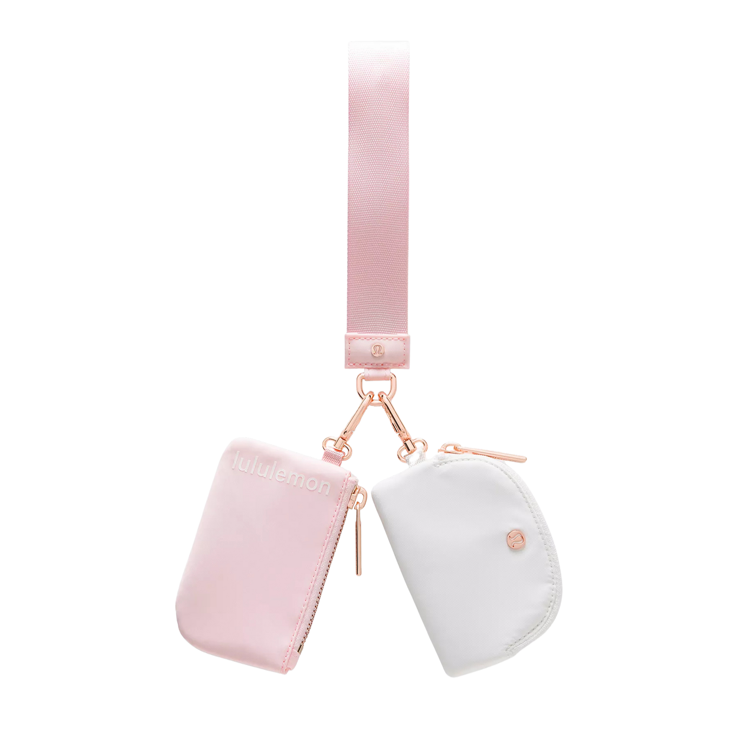 Dual Pouch Wristlet Tea Pink Pearl/White/Rose Gold