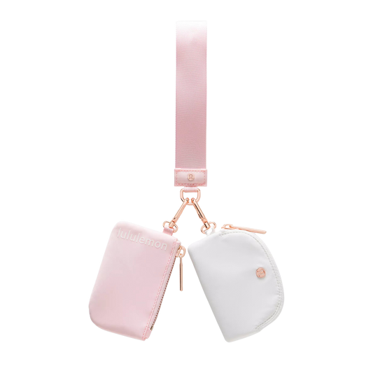 Dual Pouch Wristlet Tea Pink Pearl/White/Rose Gold
