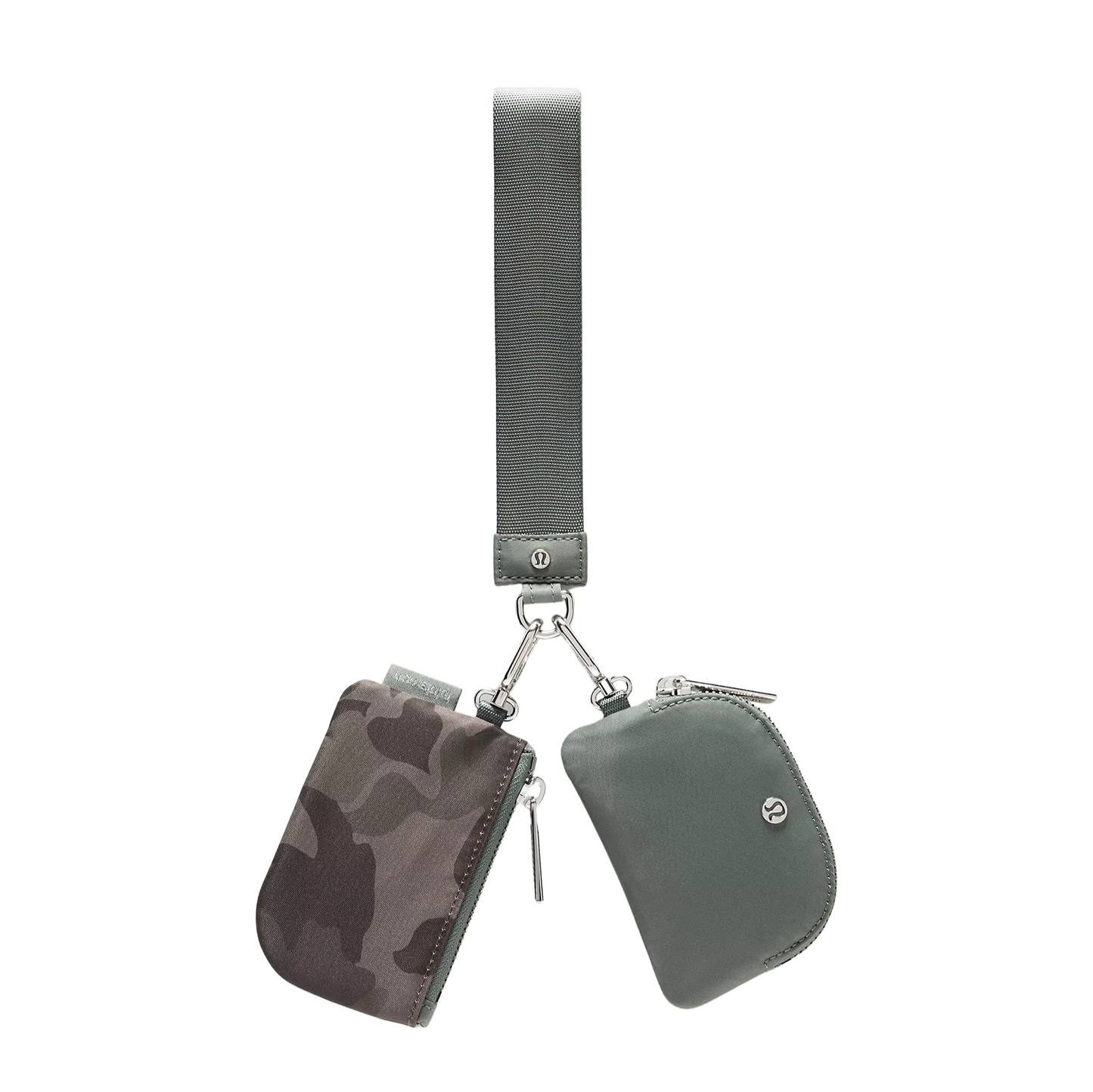 Dual Pouch Wristlet Floral Camo Olive Multi/Willow Leaf/Silver