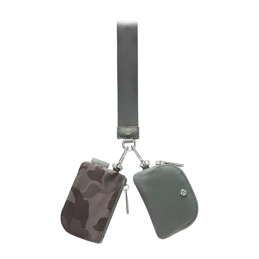 Dual Pouch Wristlet Floral Camo Olive Multi/Willow Leaf/Silver