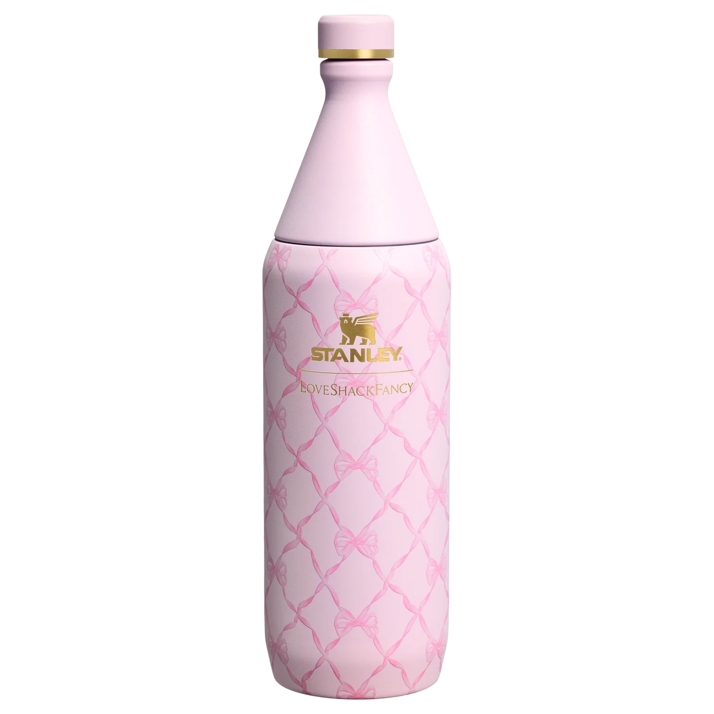 Termo 34 oz LoveShackFancy Holiday All Day Slim Bottle en Baby Bow Pink Peppermint PREVENTA