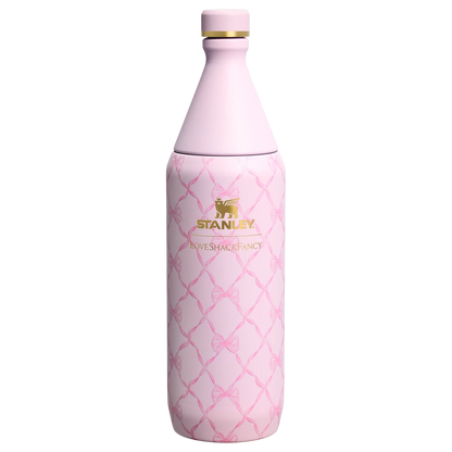 Termo 34 oz LoveShackFancy Holiday All Day Slim Bottle en Baby Bow Pink Peppermint PREVENTA