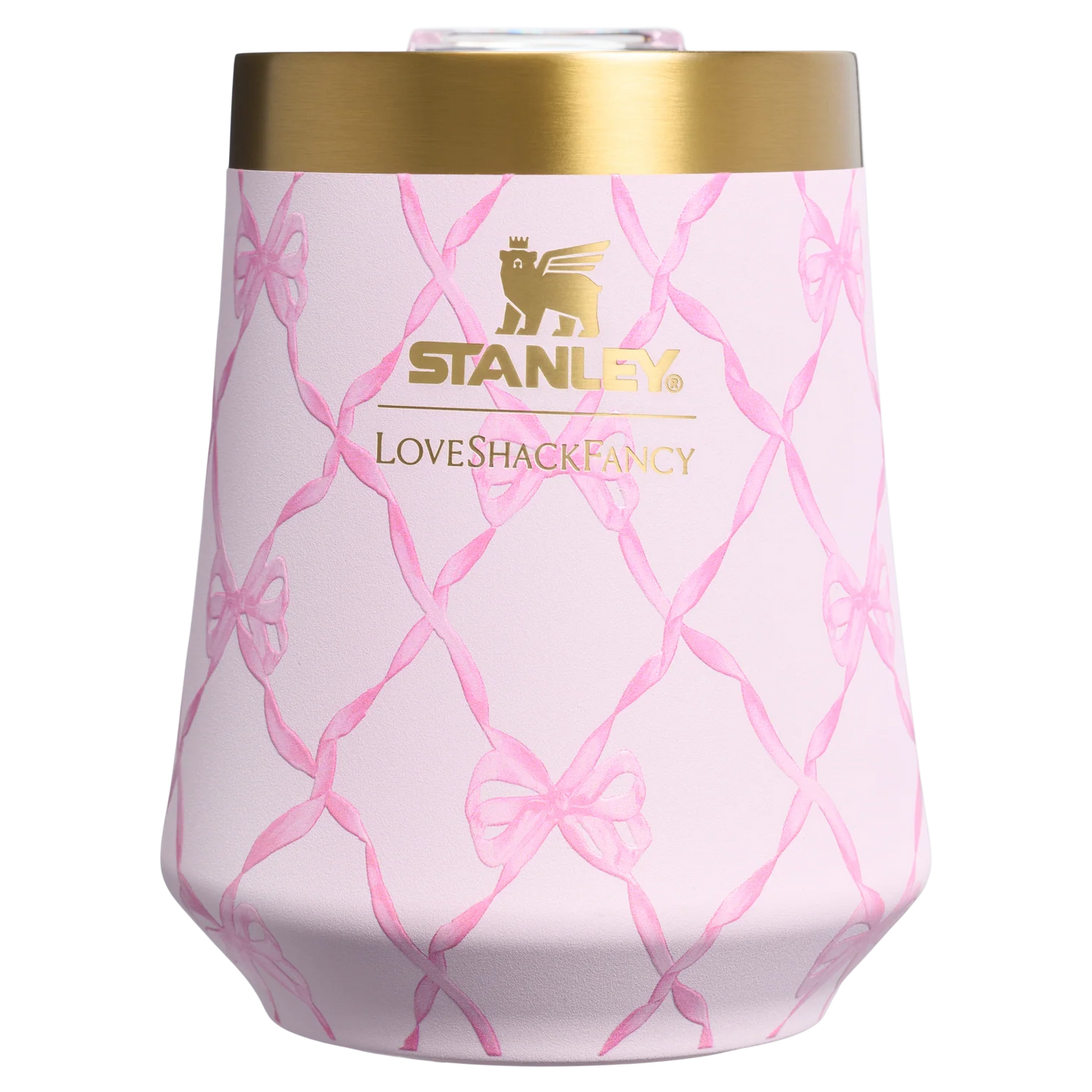 Vaso 11 oz Wine Tumbler LoveShackFancy en Baby Bow Pink Peppermint