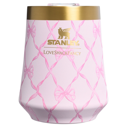 Vaso 11 oz Wine Tumbler LoveShackFancy en Baby Bow Pink Peppermint