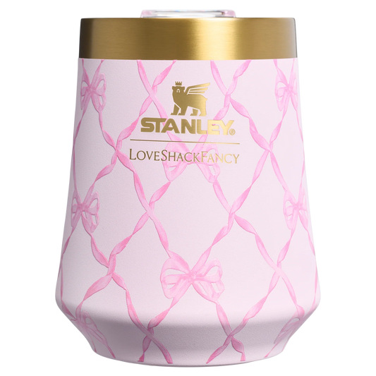 Vaso 11 oz Wine Tumbler LoveShackFancy en Baby Bow Pink Peppermint "Pre-Venta"