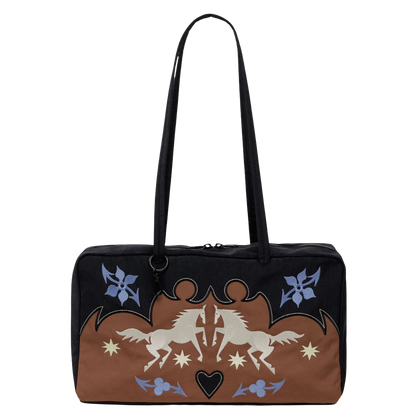 BAGGU Nylon Bowler Bag Western Appliqué Café "Pre-Venta"