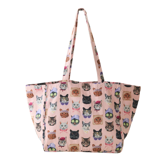 Cat Collage UO Mia Patterned Market Tote Bag